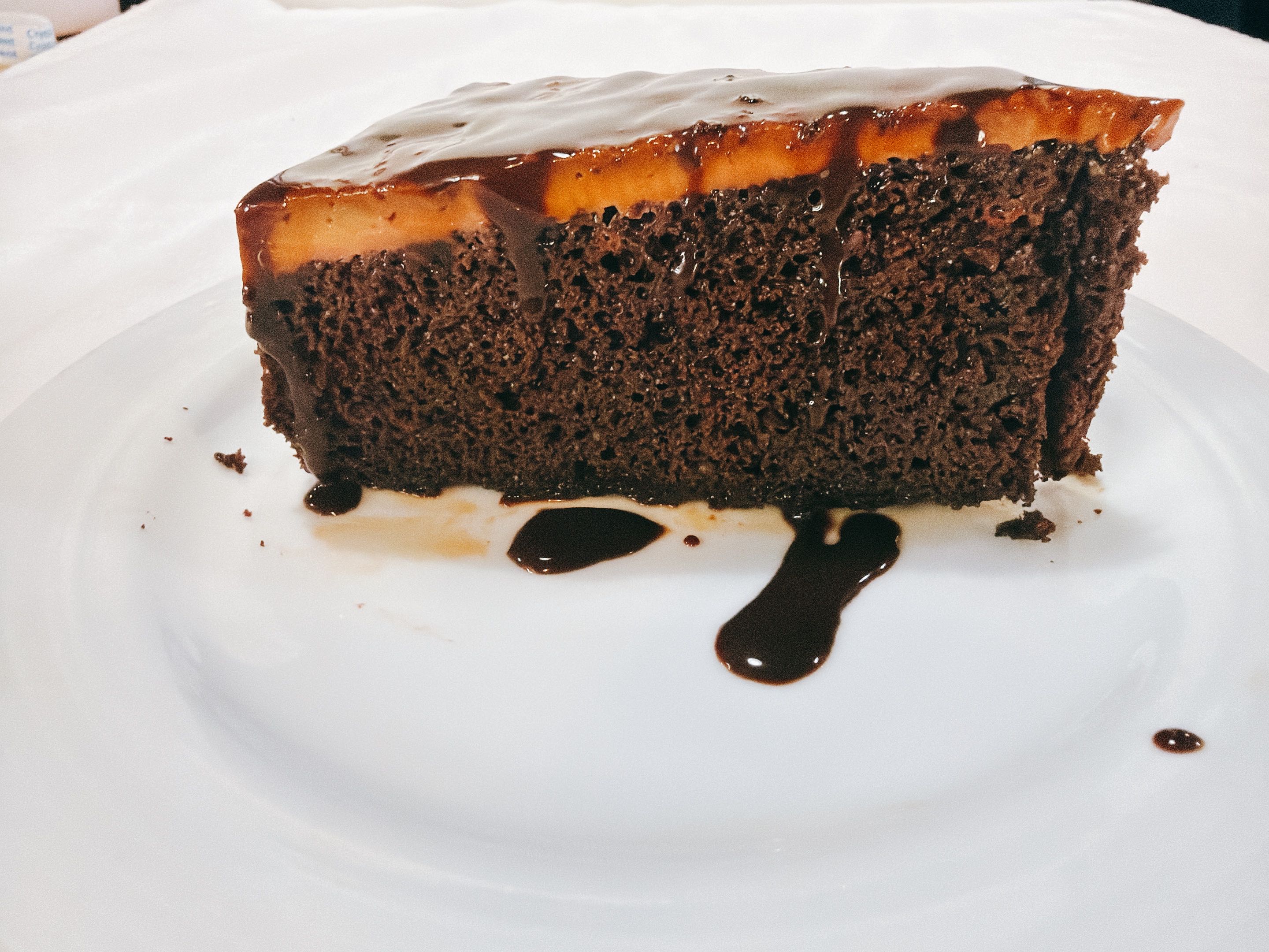 Chocolate cake with Flan on top
